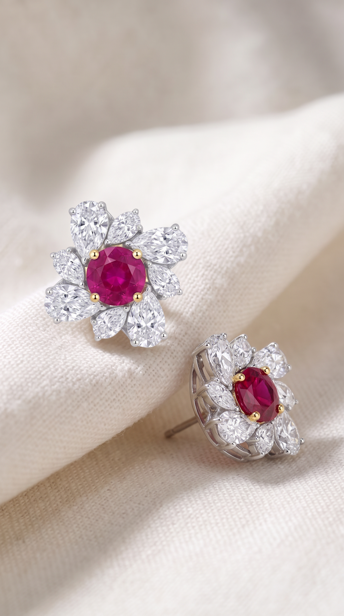 Crimson Starburst Blossom Studs