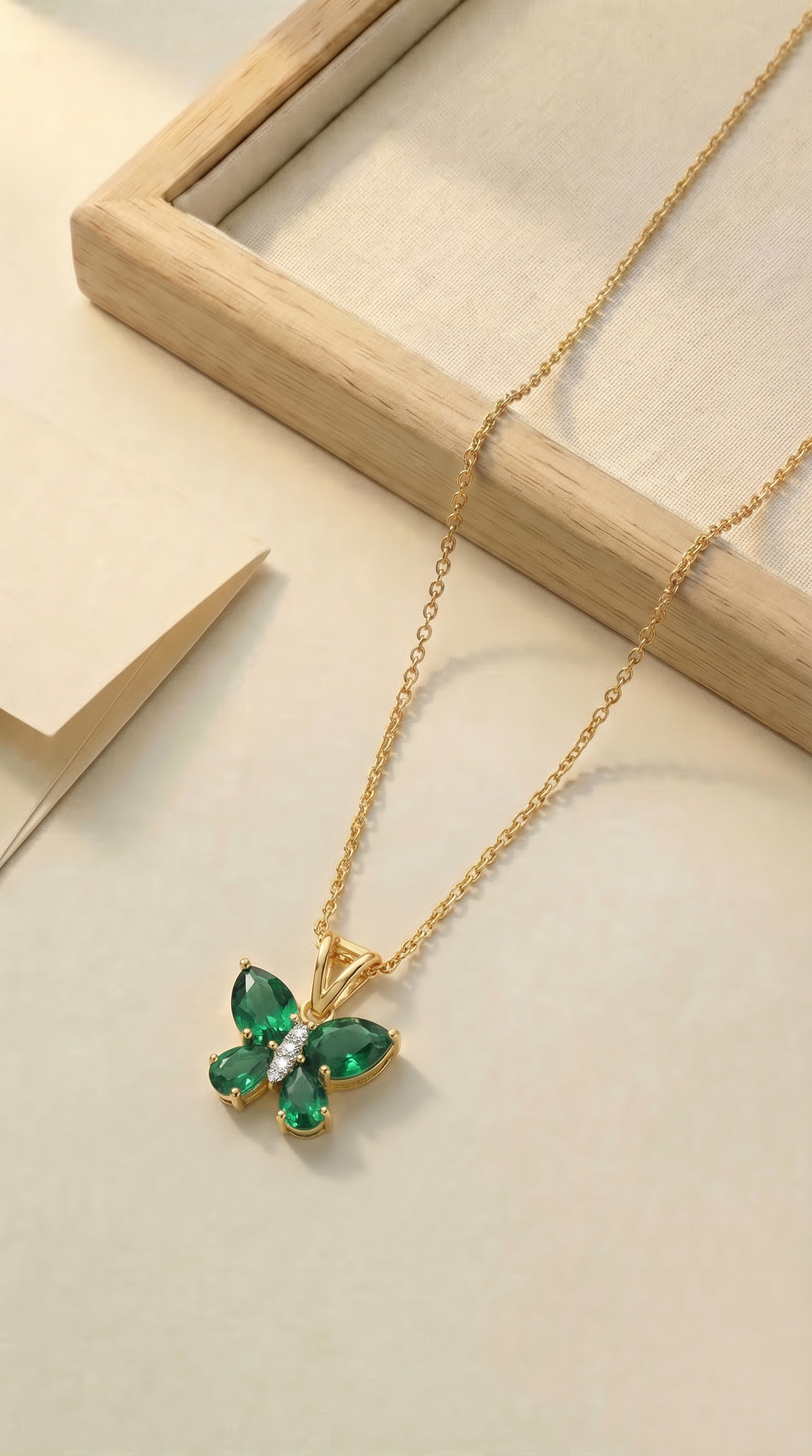 Emerald Butterfly Necklace