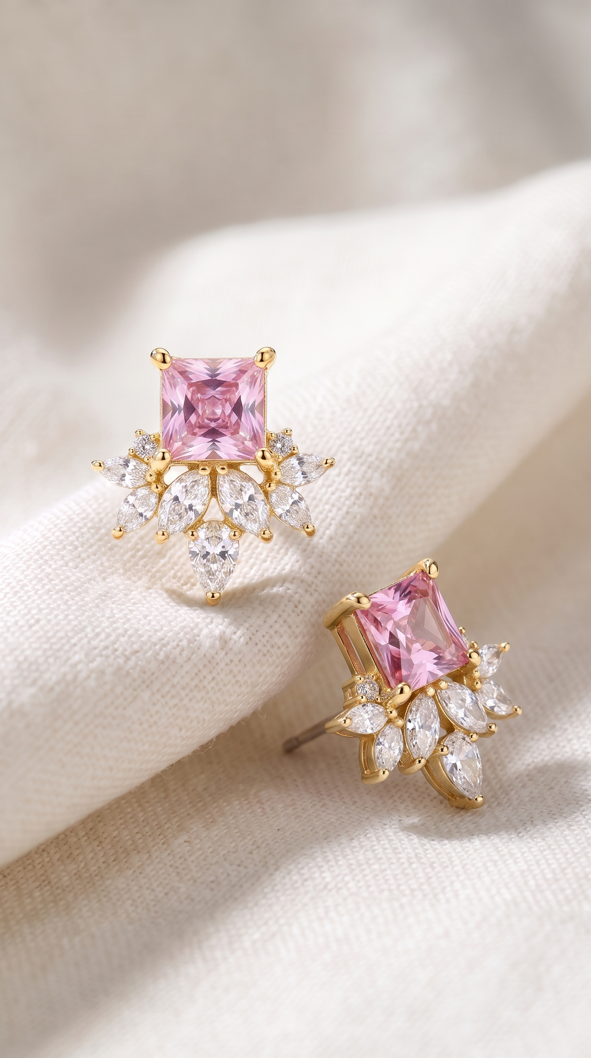 Blushing Tiara Studs
