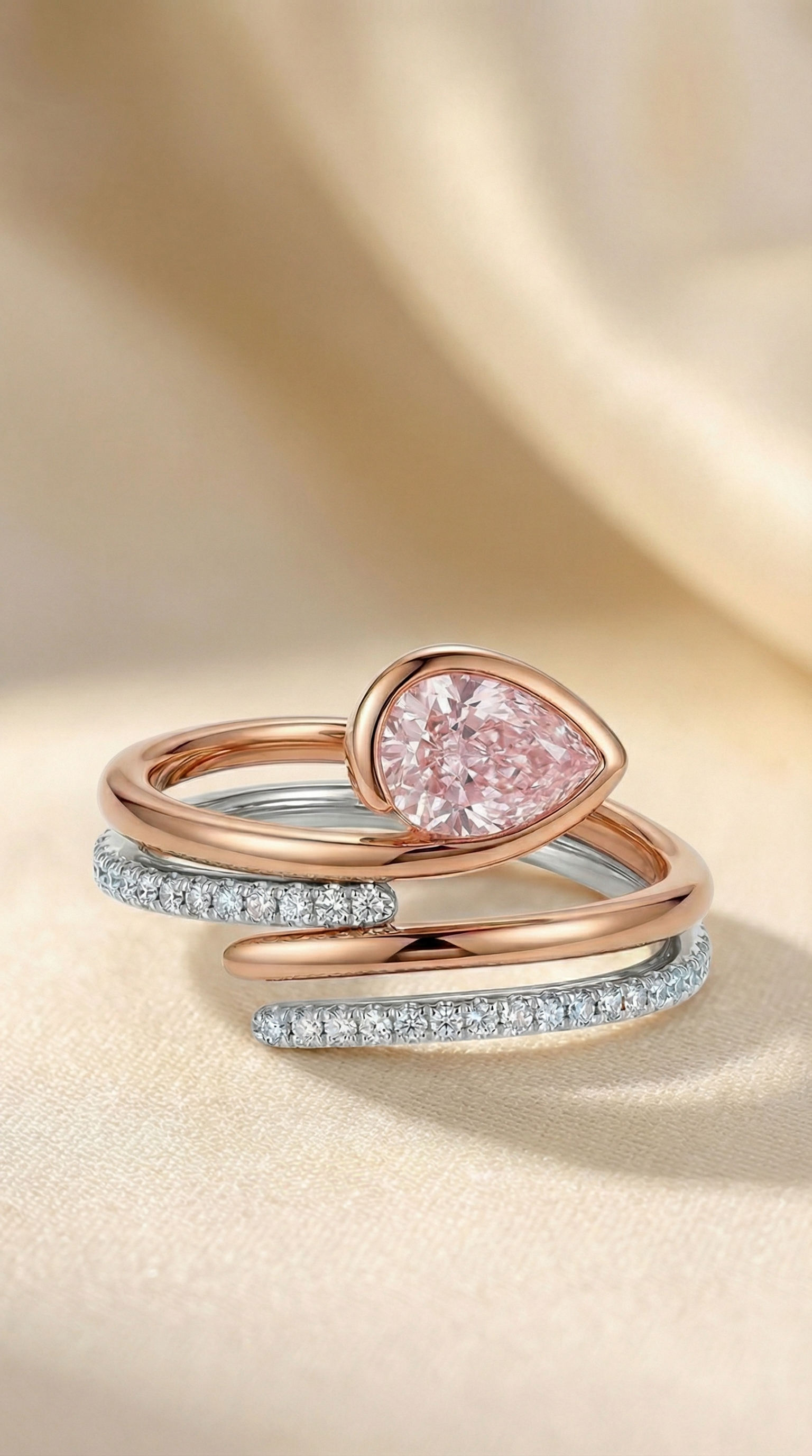 Pink Aura Wrap Statement Ring