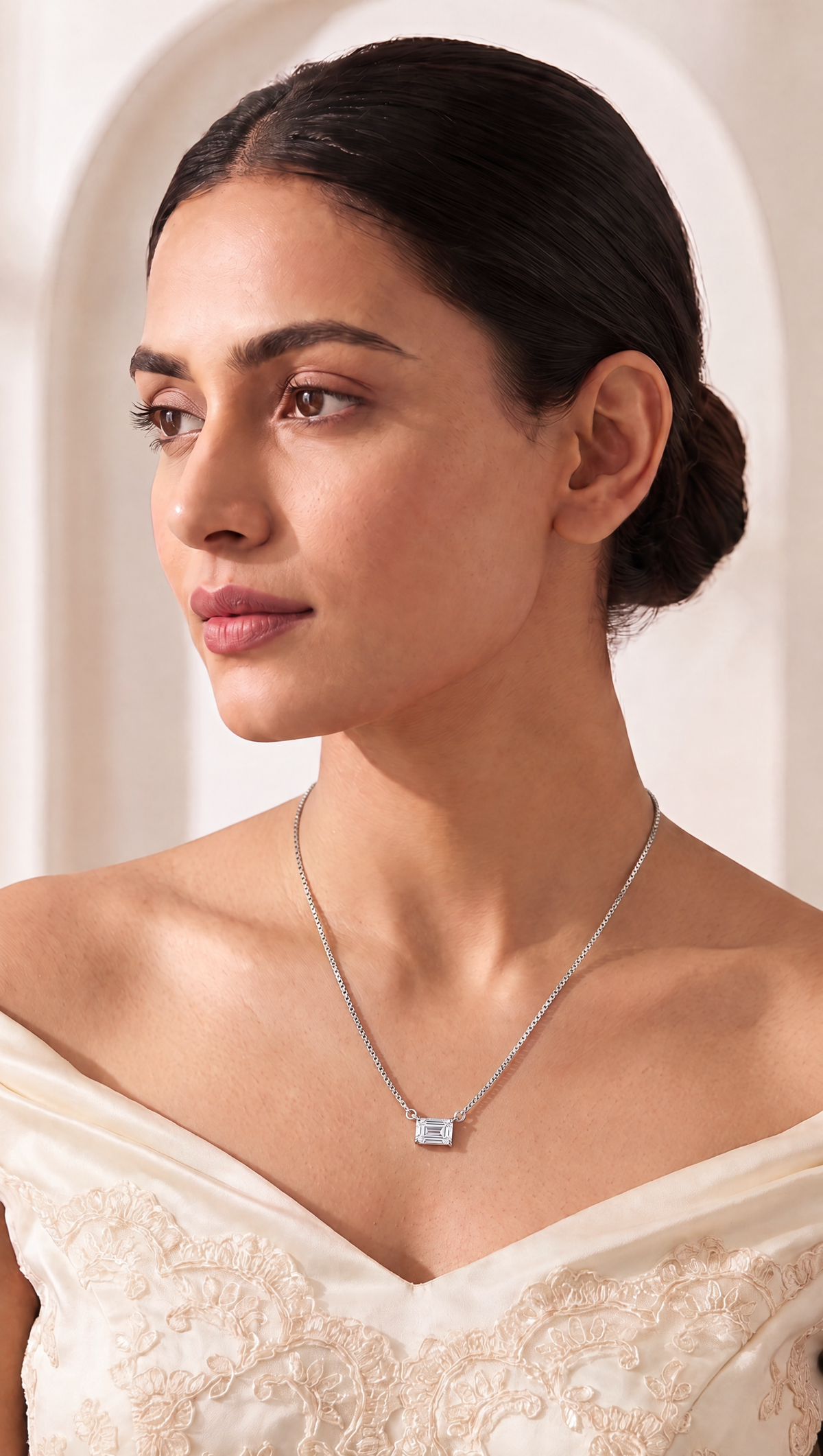Whispering Dawn Solitaire Necklace