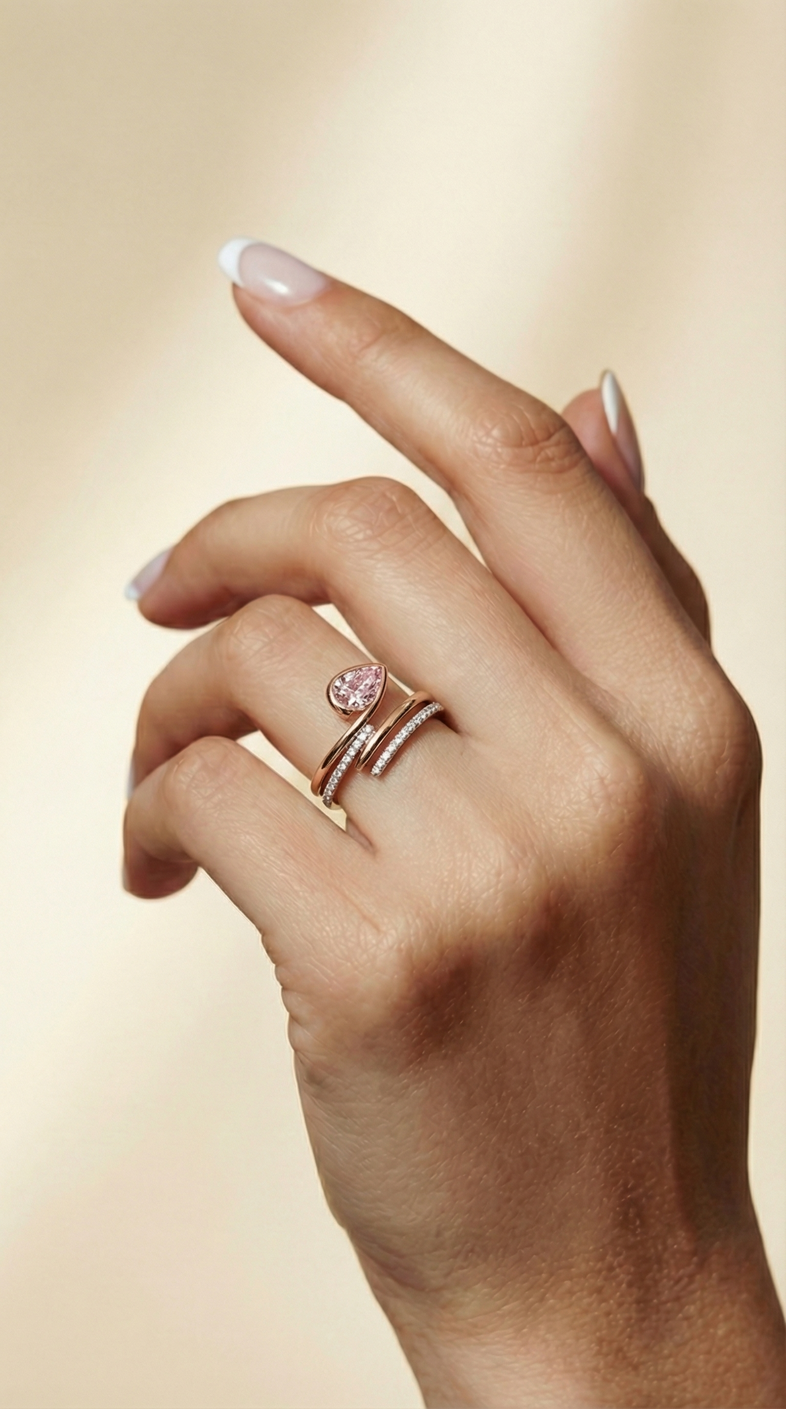 Pink Aura Wrap Statement Ring