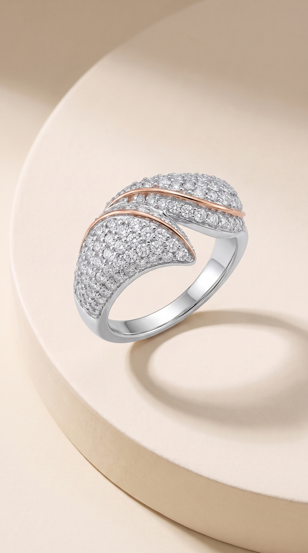 Radiant Crest Glittering Statement Ring