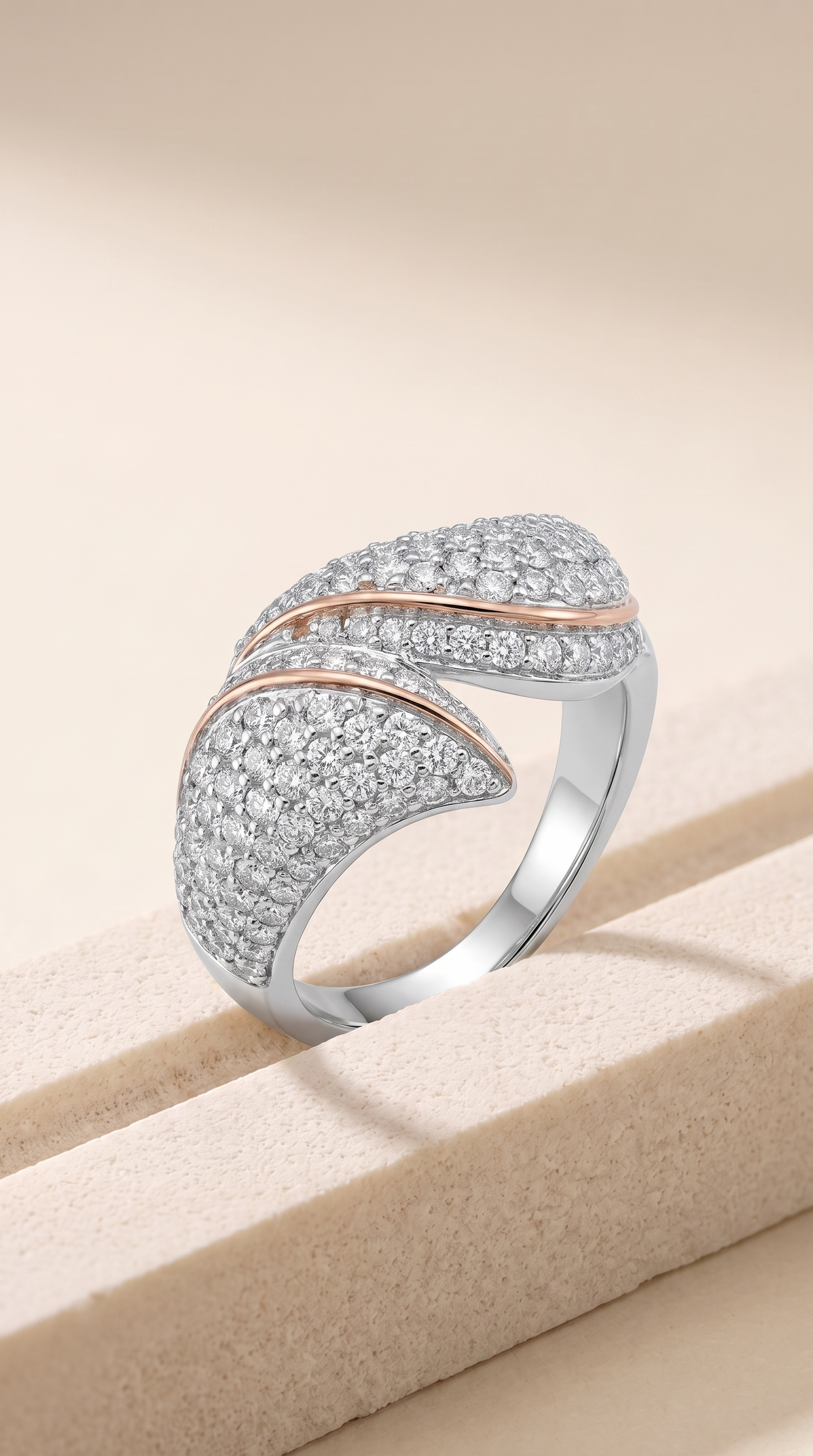 Radiant Crest Glittering Statement Ring
