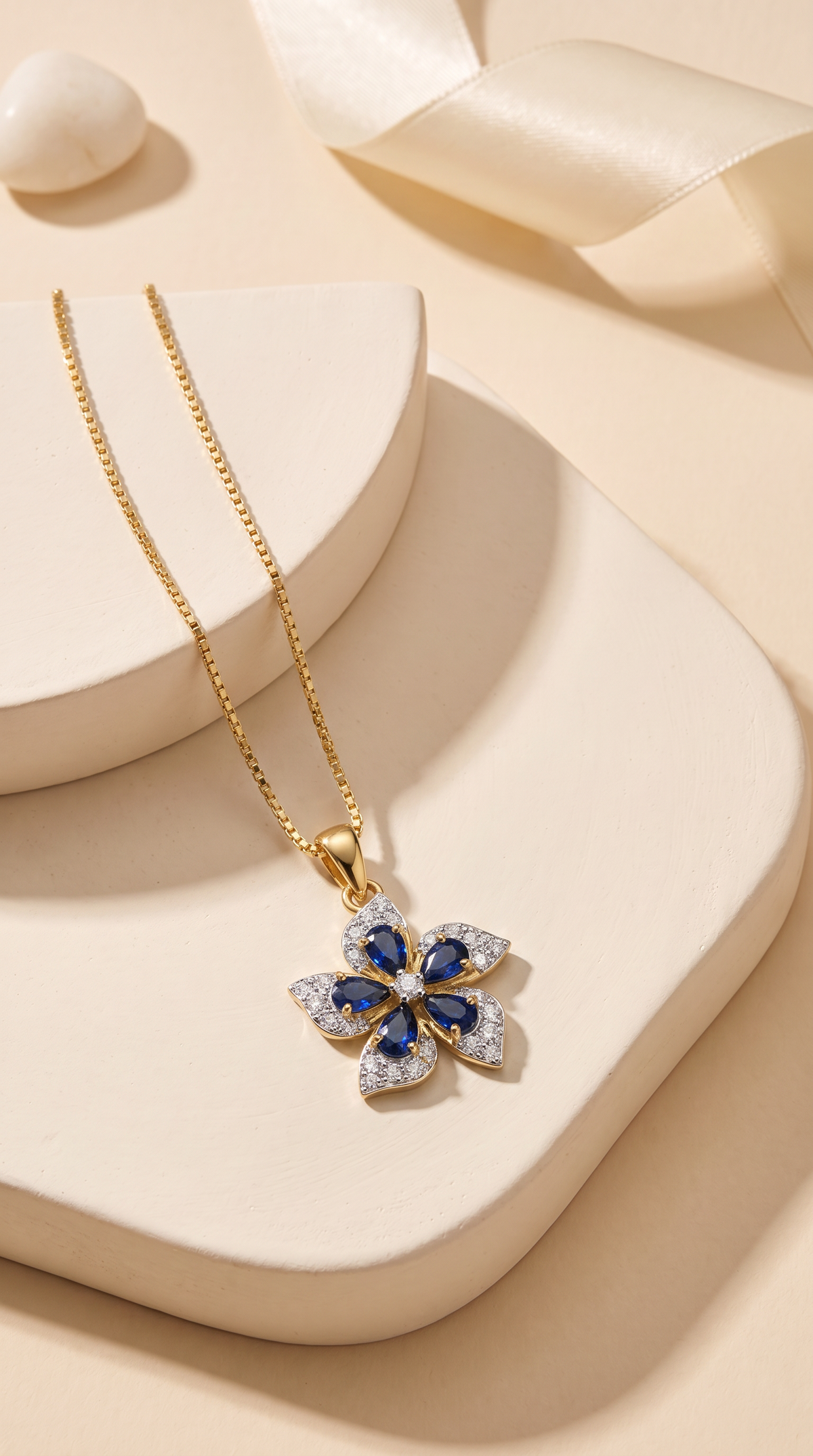 Midnight Bloom Sapphire Pendant