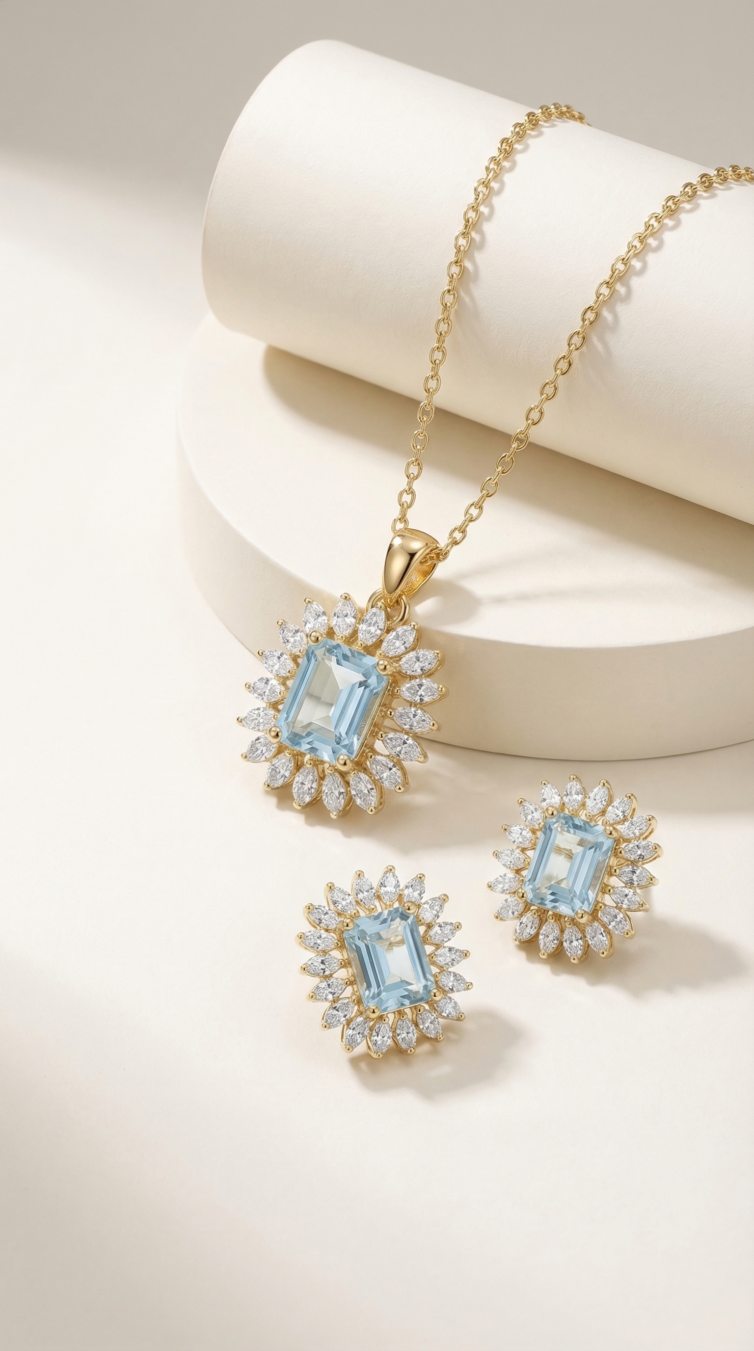 Aqua Radiance Statement Pendant Set