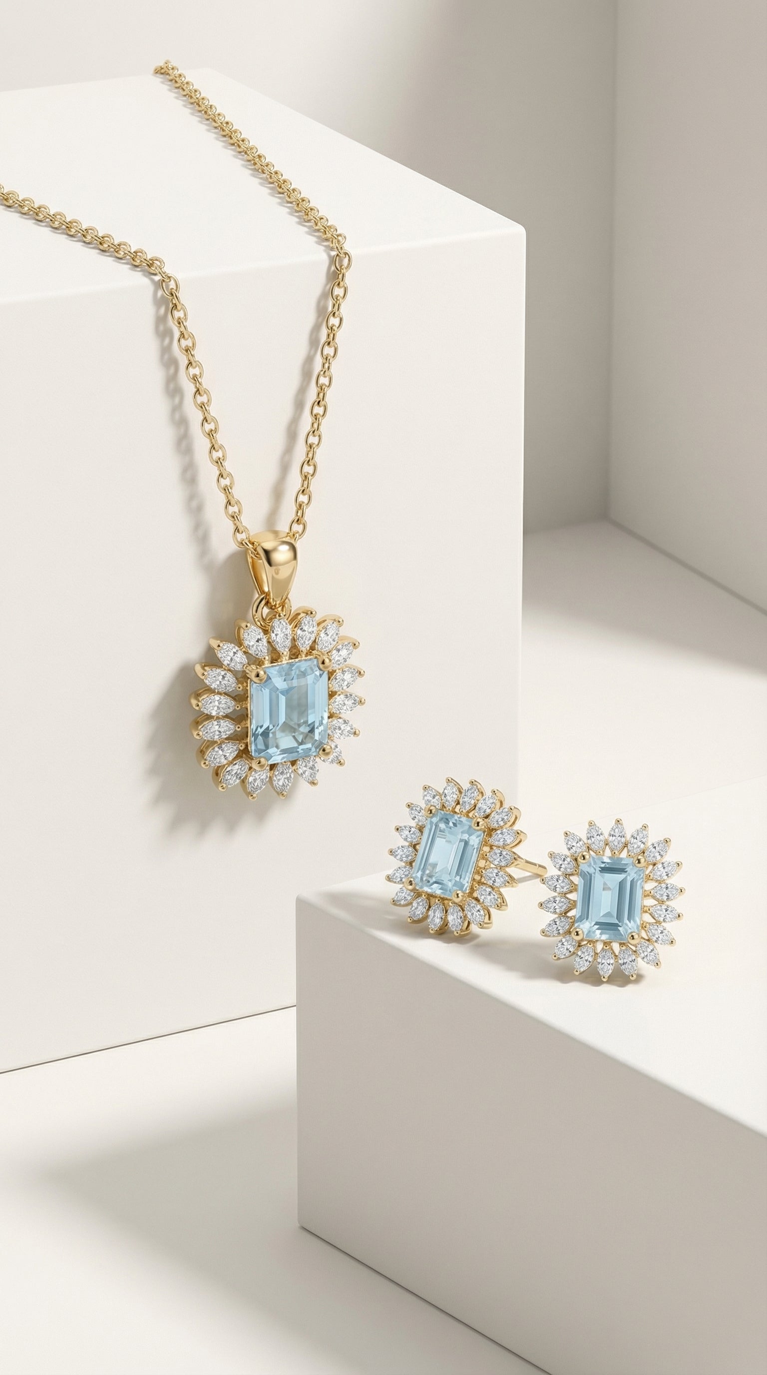 Aqua Radiance Statement Pendant Set