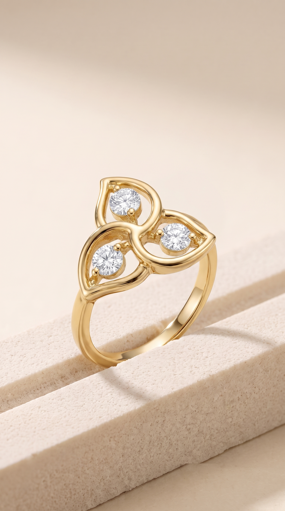 Trinity Petal Radiance Ring