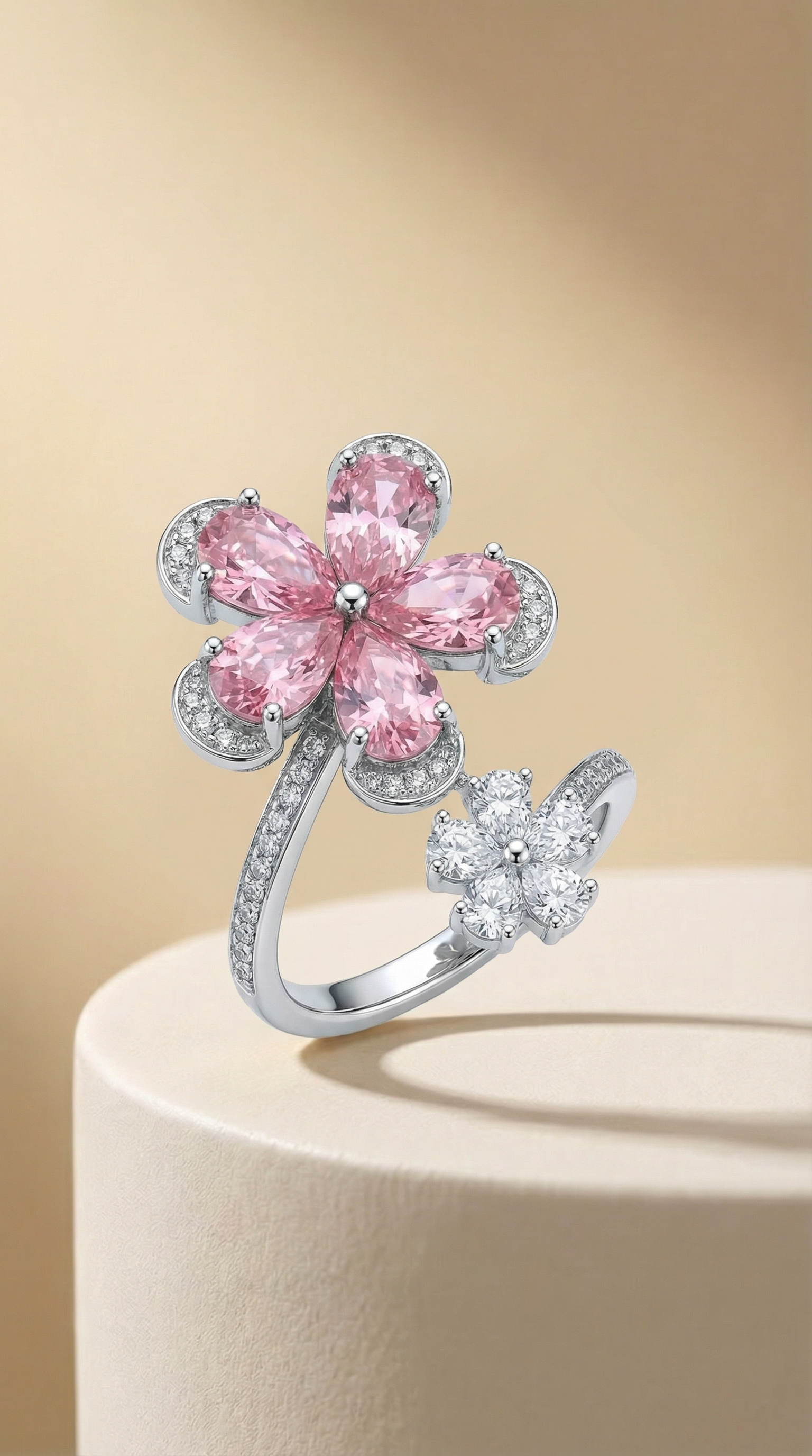 Pink Blossom Statement Ring