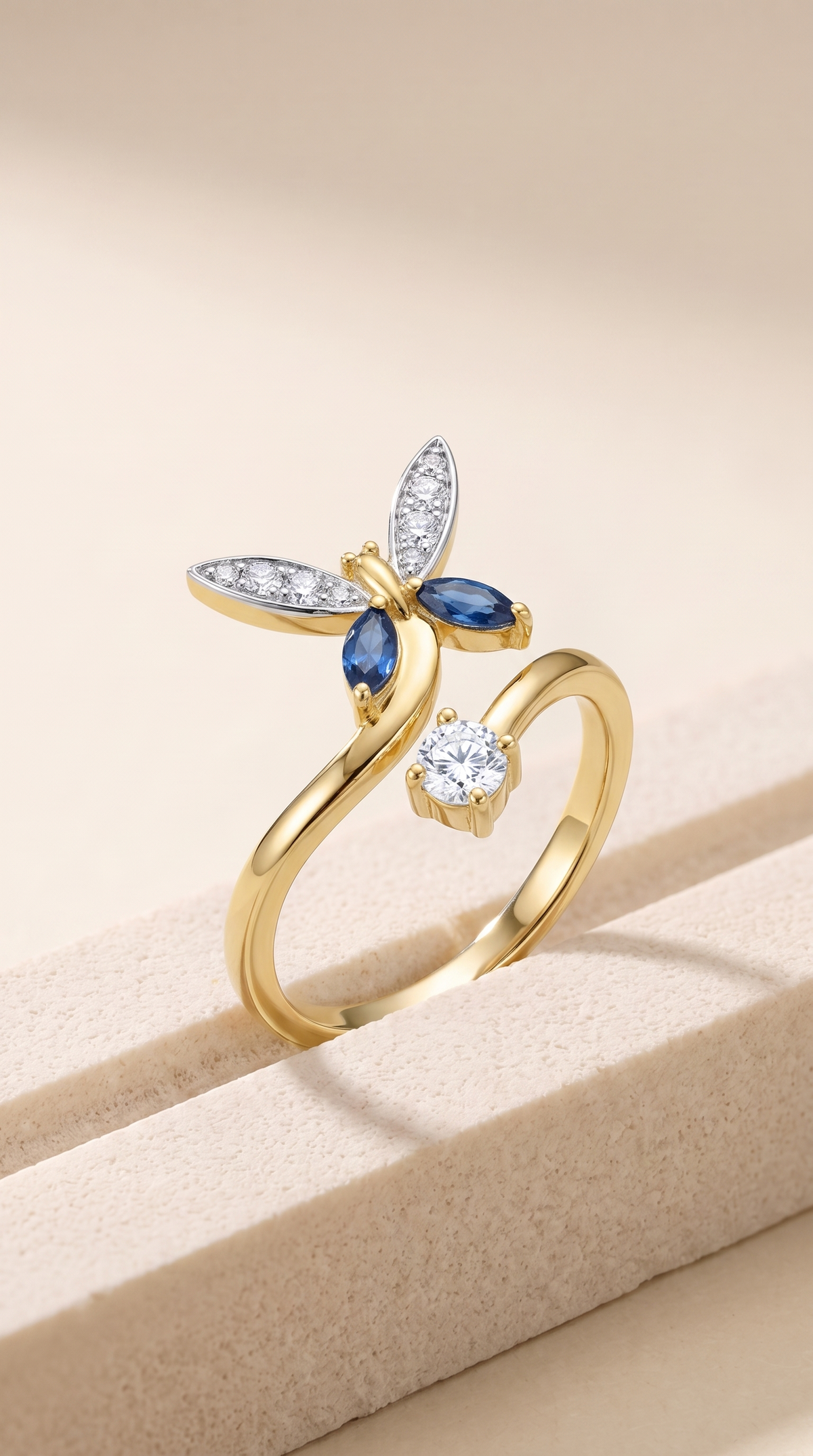 Dancing Dragonfly Whimsical Ring