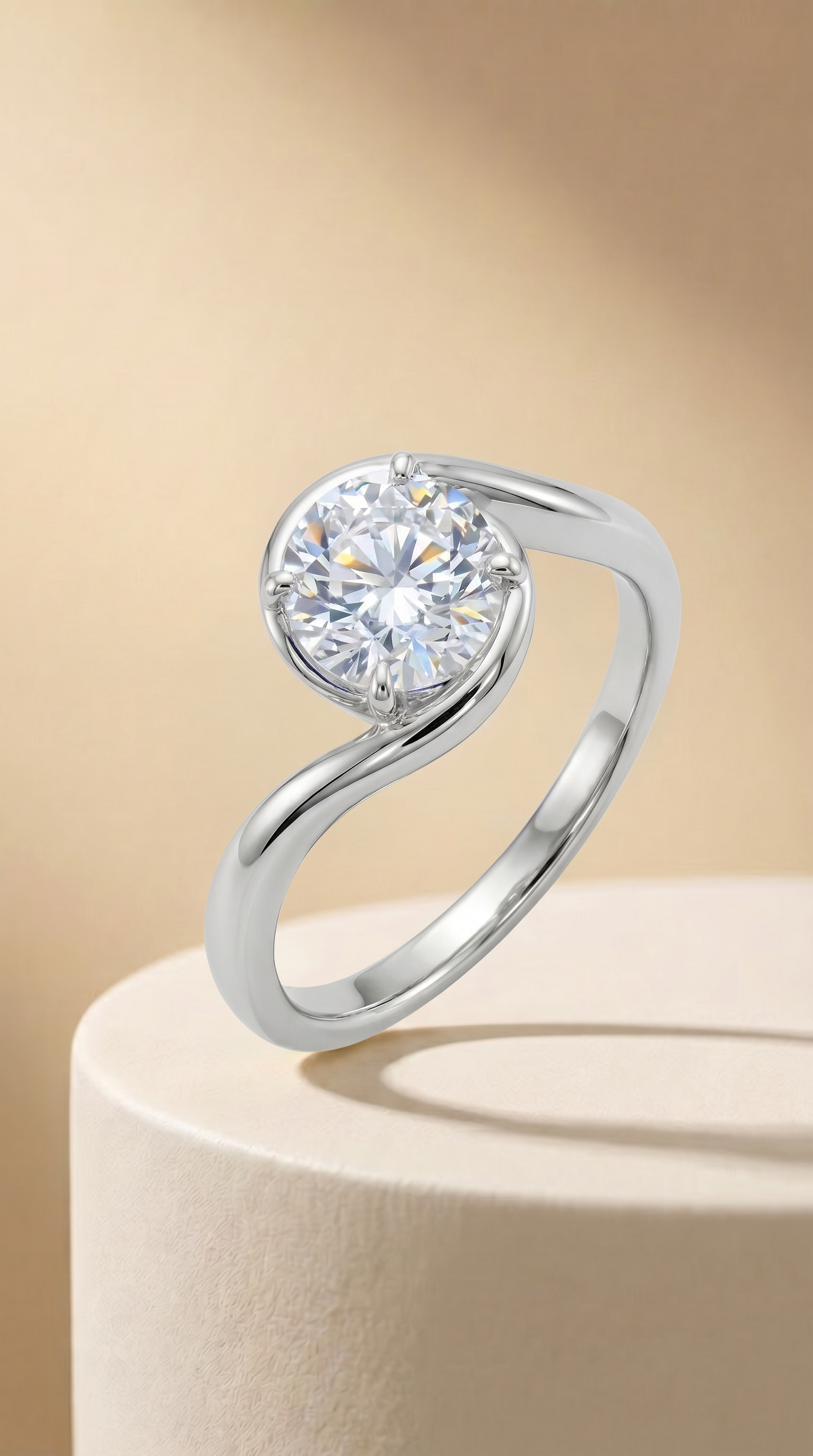Swirling Embrace Solitaire Ring