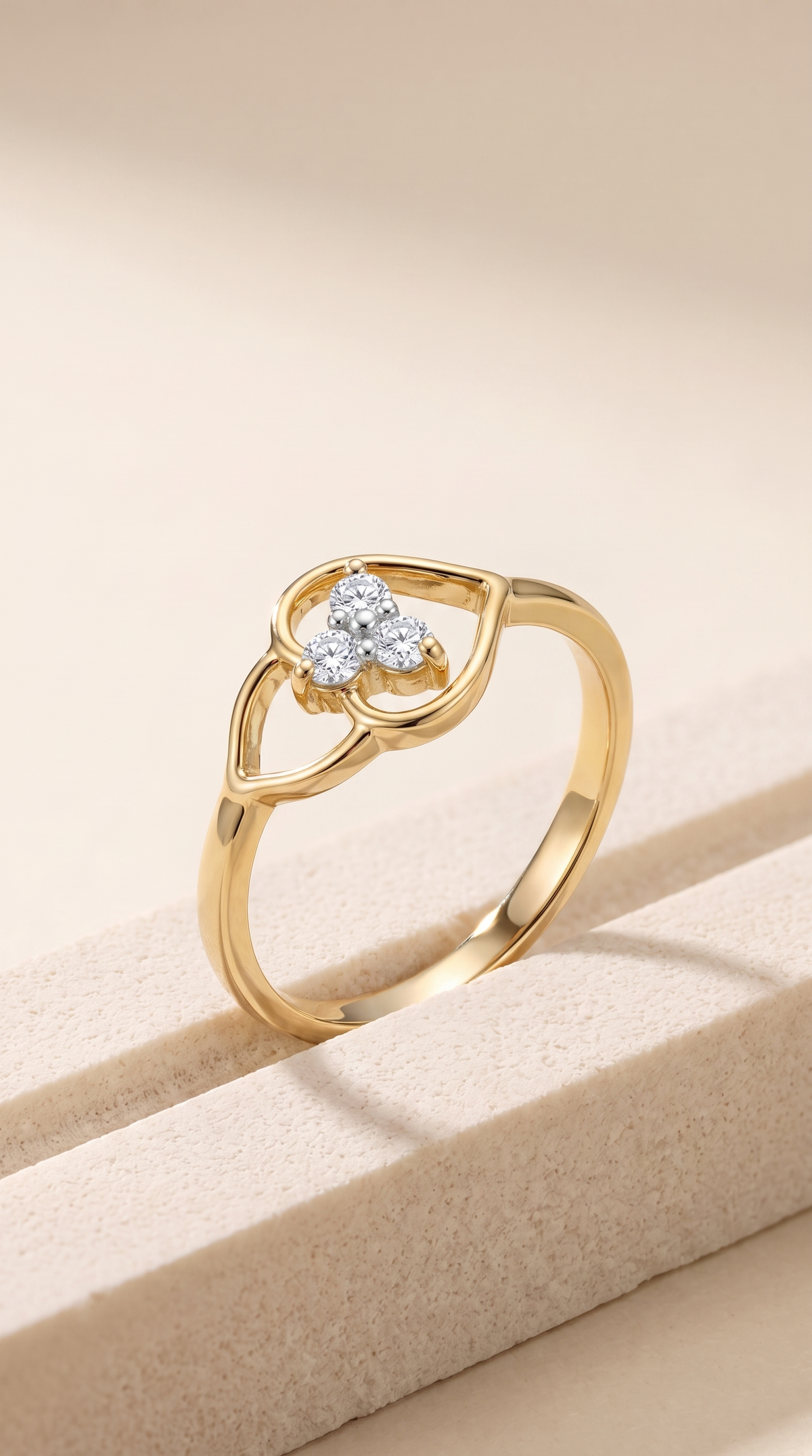 Golden Blossom Heart Ring