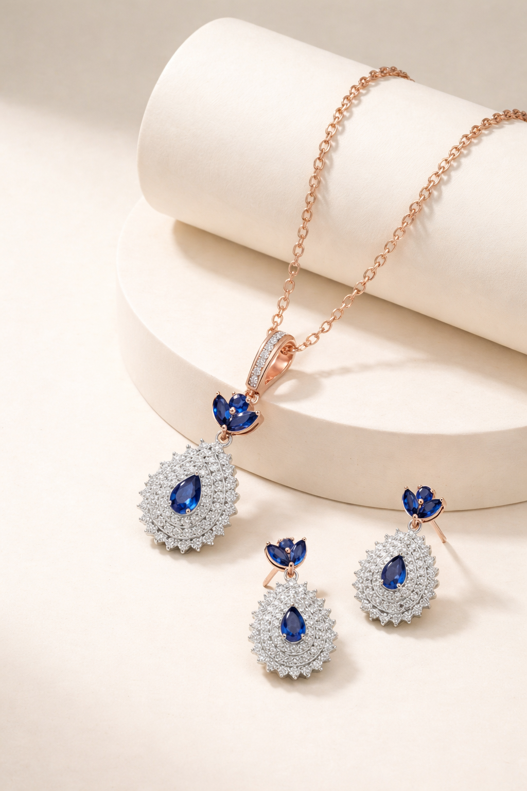 Twilight Blue Tier Statement Pendant Set