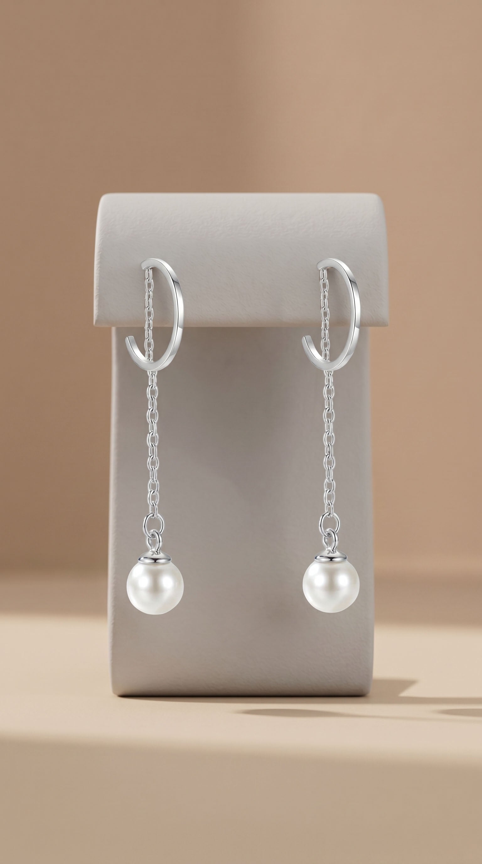 Amour Pearl Drop Hoop Earrings