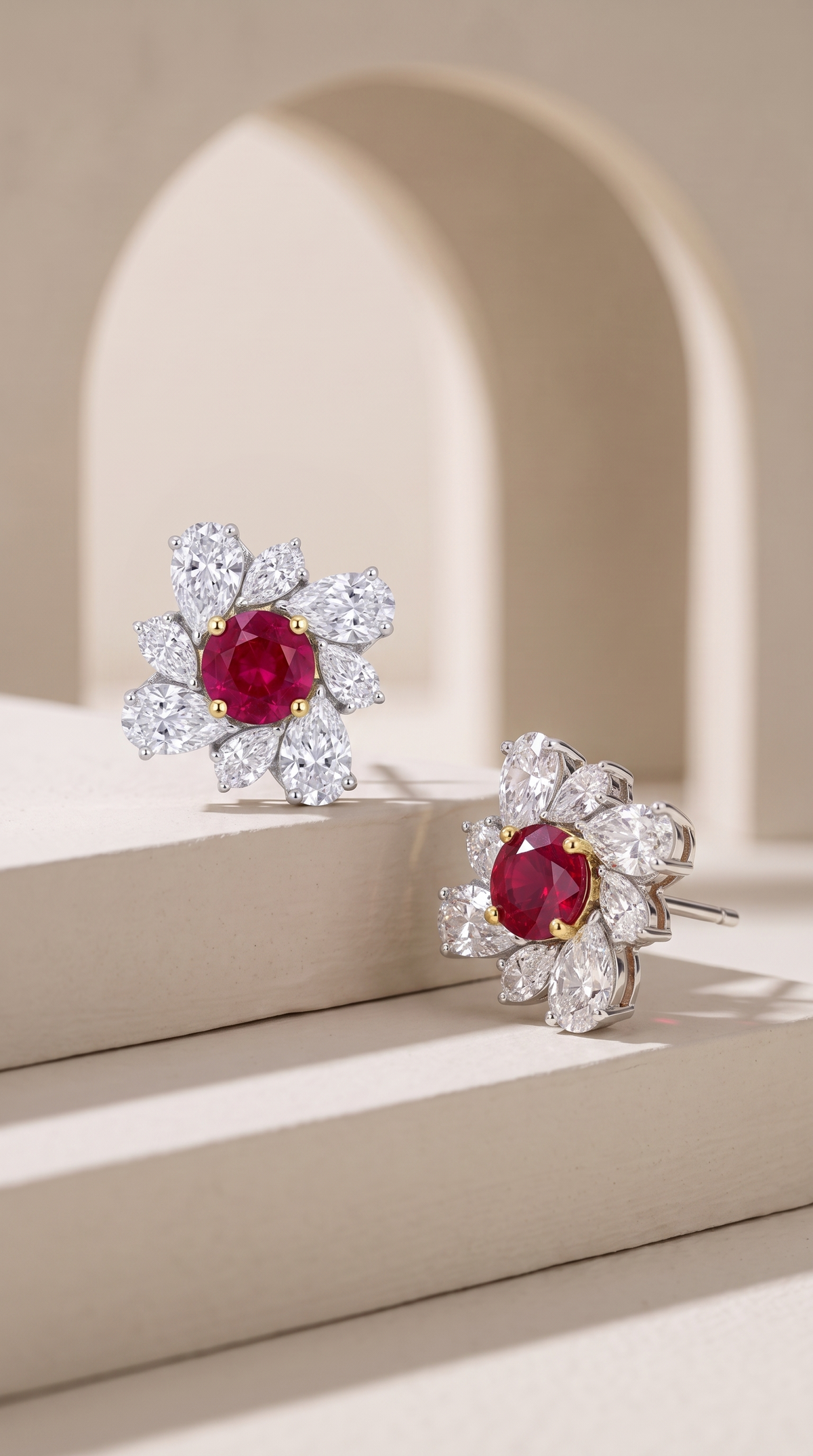 Crimson Starburst Blossom Studs