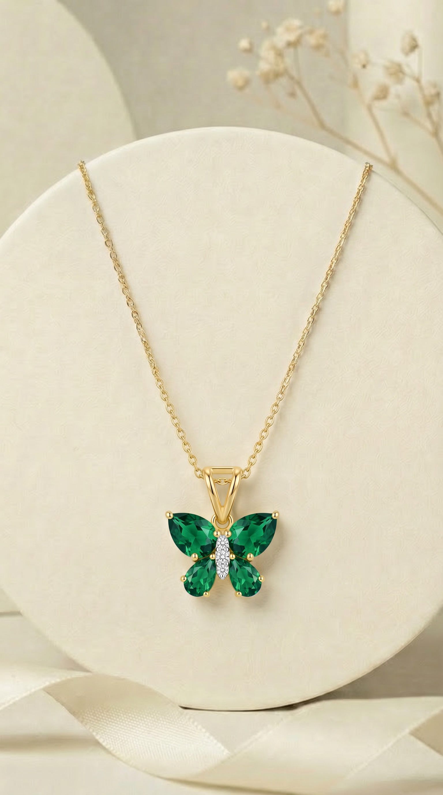 Emerald Butterfly Necklace