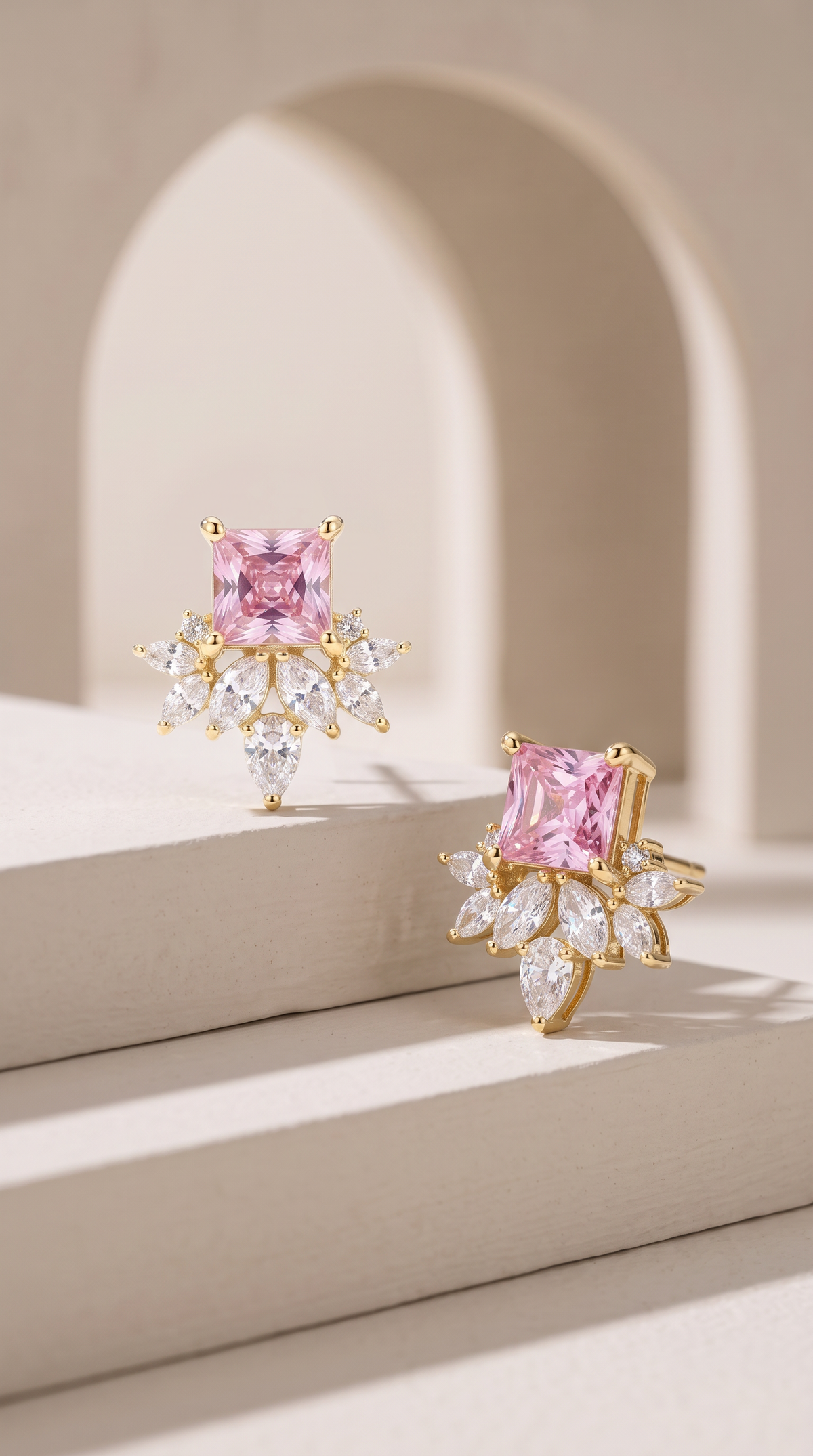 Blushing Tiara Studs