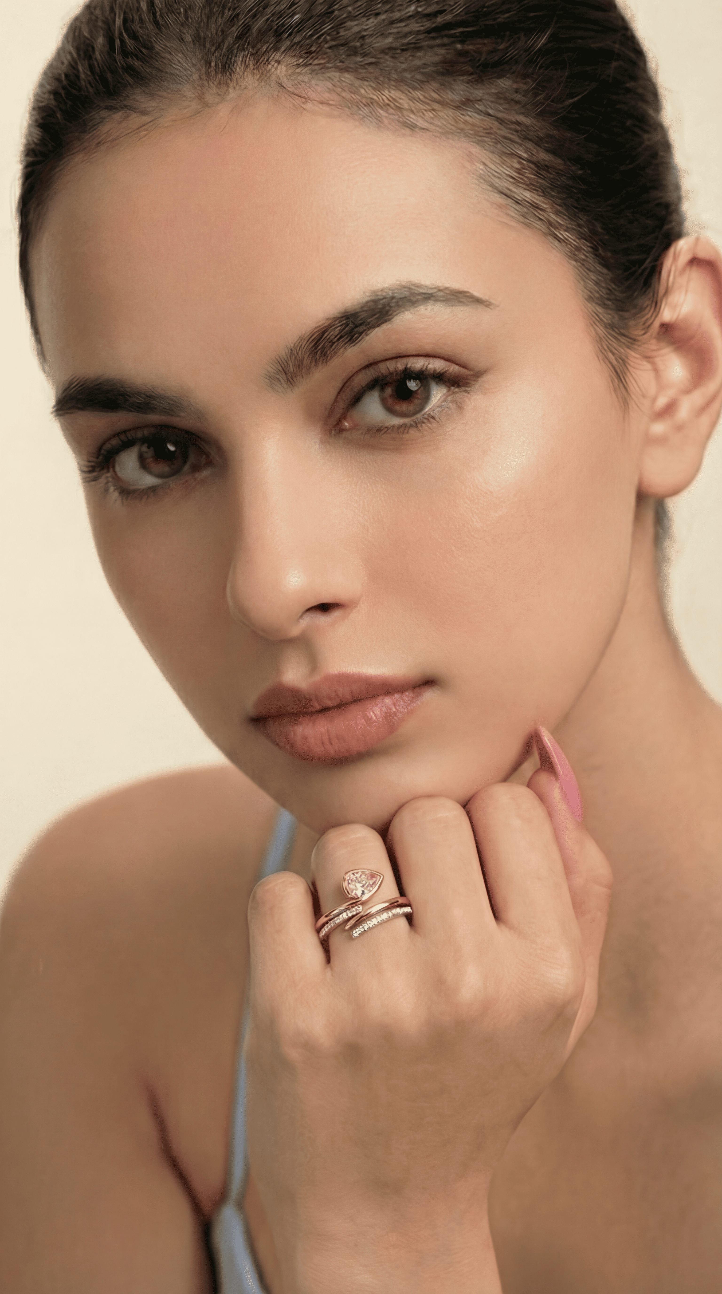 Pink Aura Wrap Statement Ring