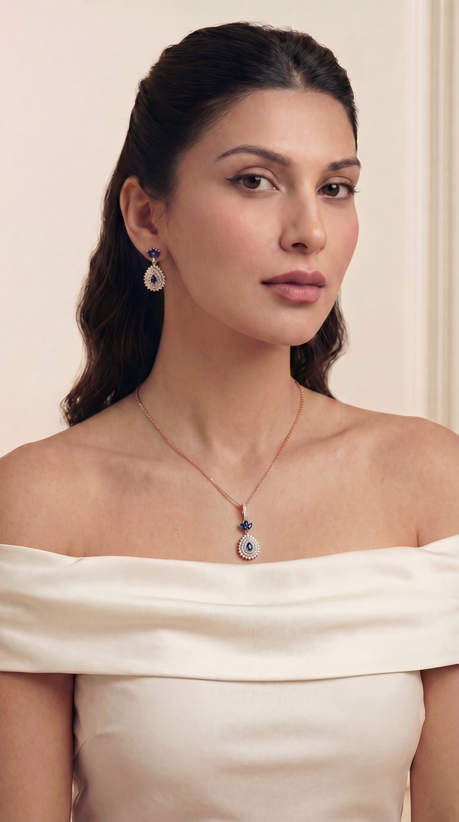 Twilight Blue Tier Statement Pendant Set