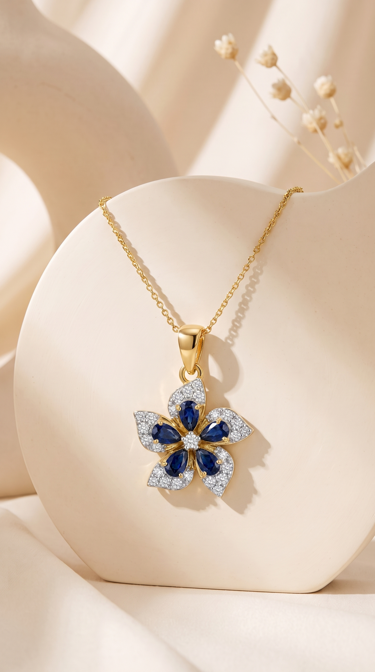 Midnight Bloom Sapphire Pendant