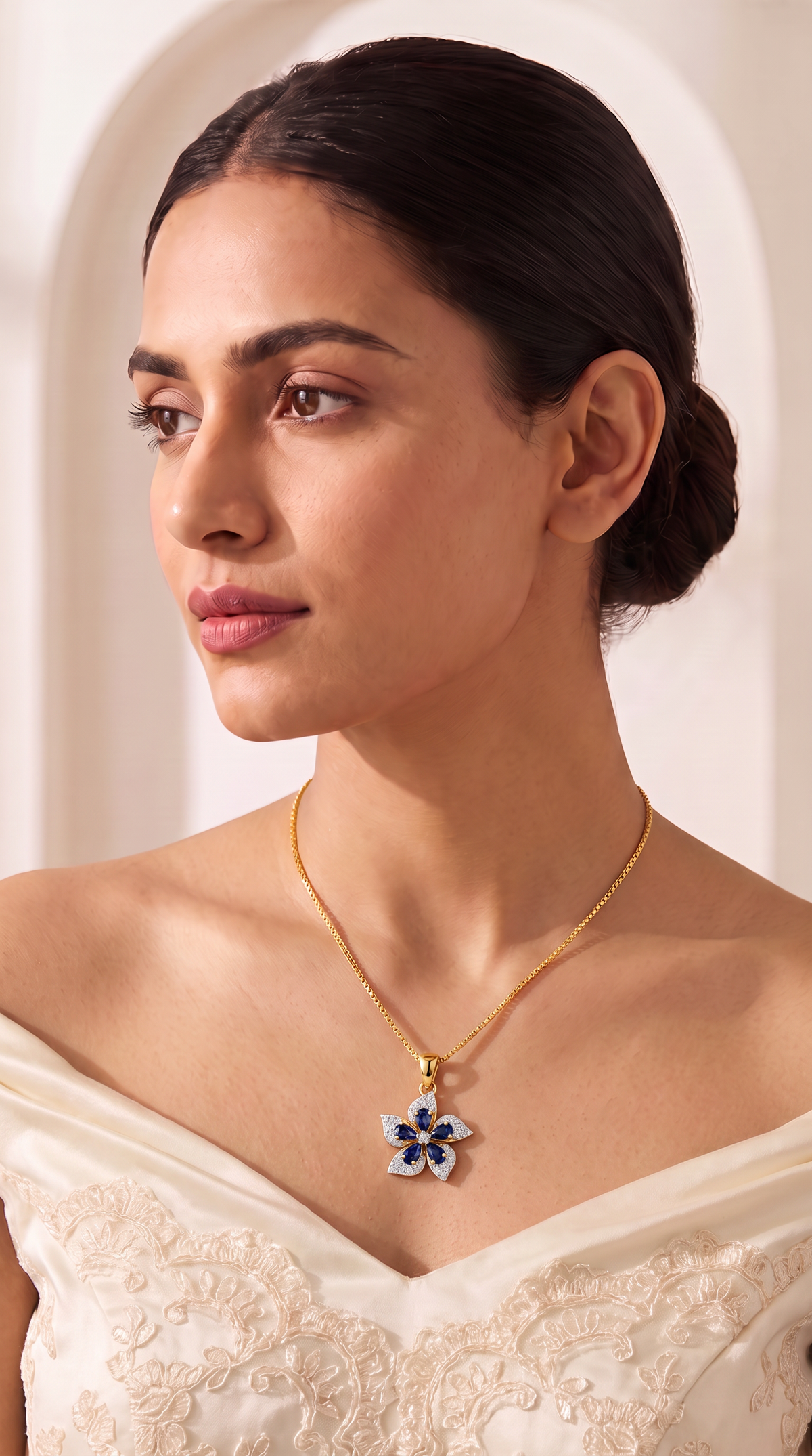 Midnight Bloom Sapphire Pendant