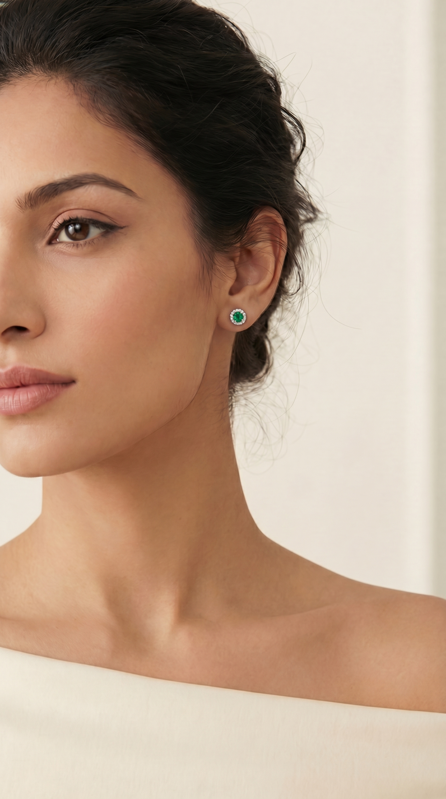 Emerald Halo Stud Earrings