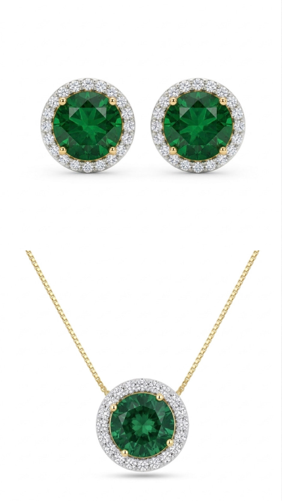 Starlit Emerald Statement Pendant Set