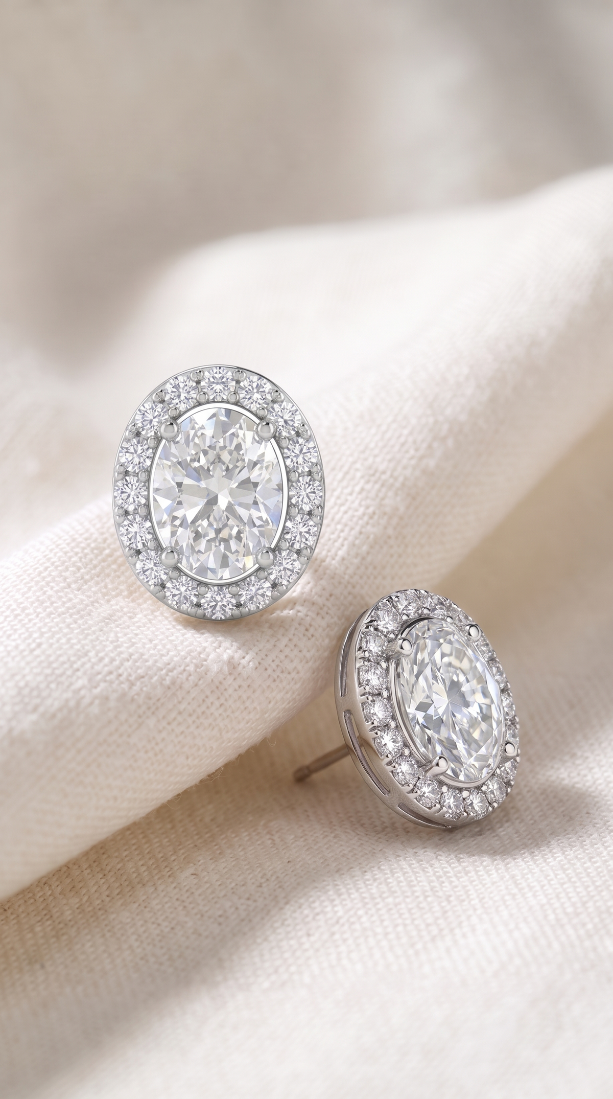 Moonlit Oval Halo Studs