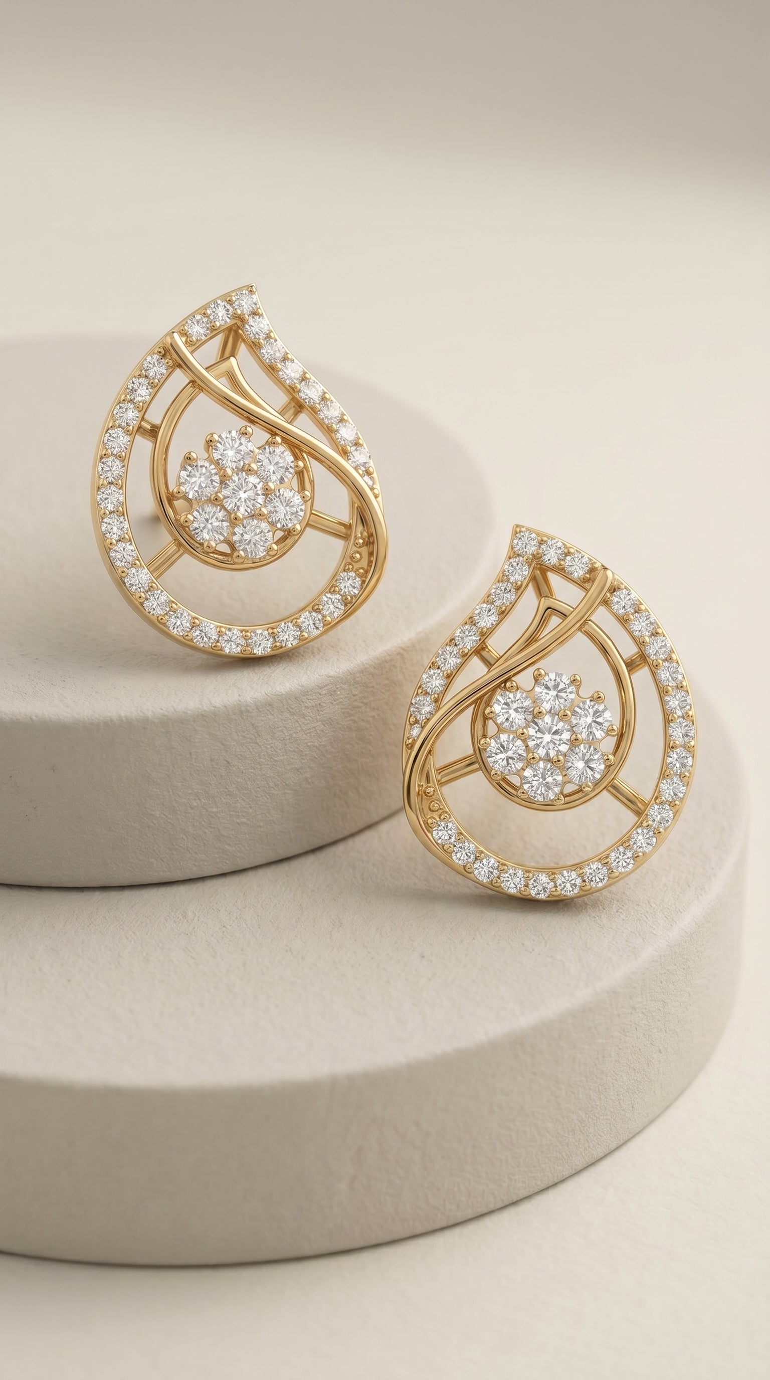 Golden Teardrop Whimsical Earrings