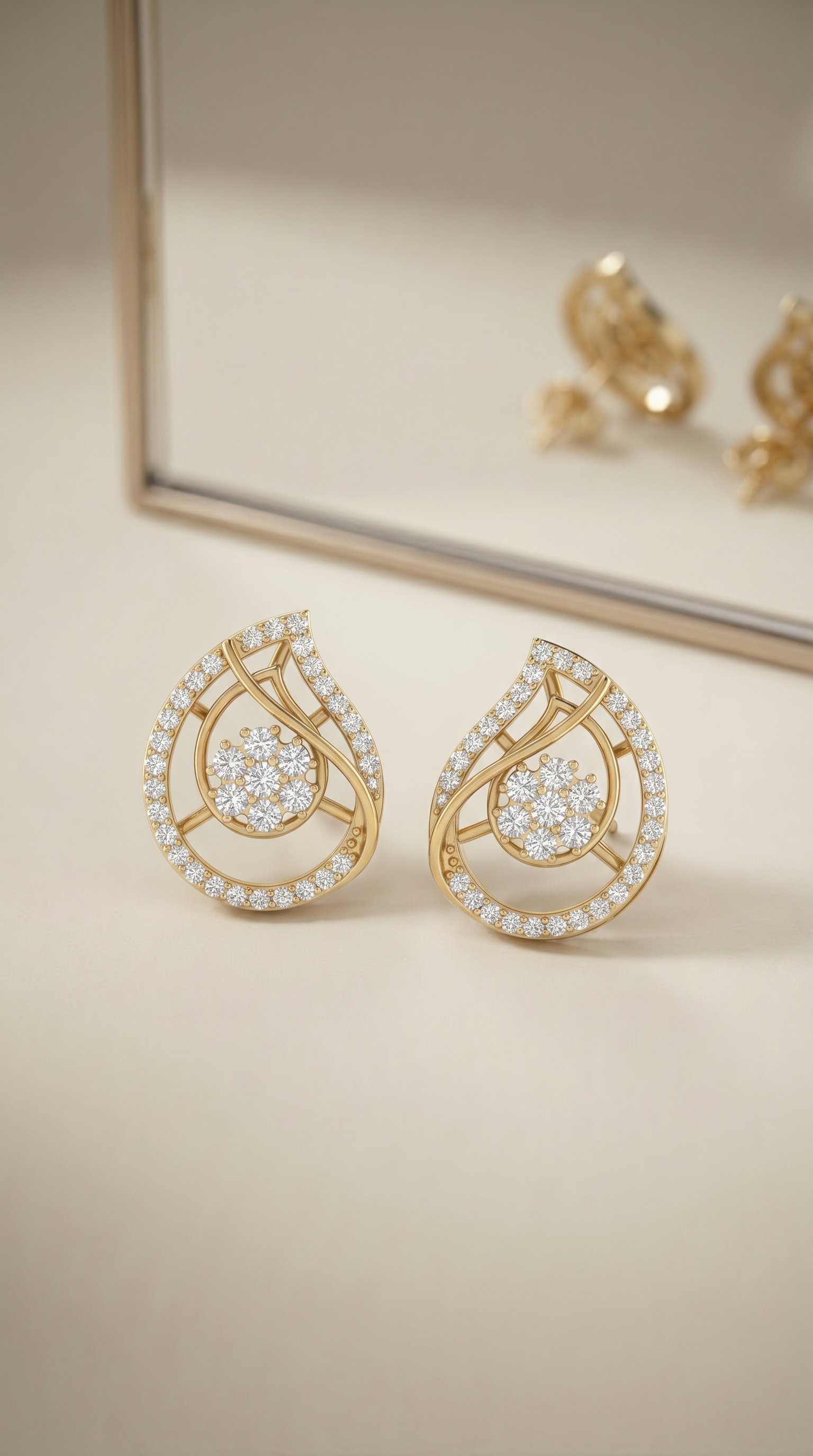 Golden Teardrop Whimsical Earrings