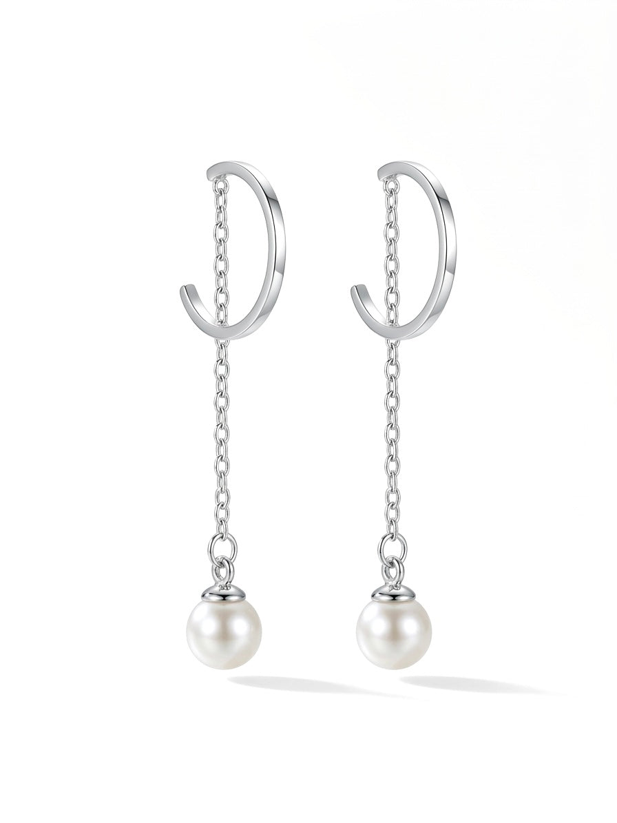 Amour Pearl Drop Hoop Earrings