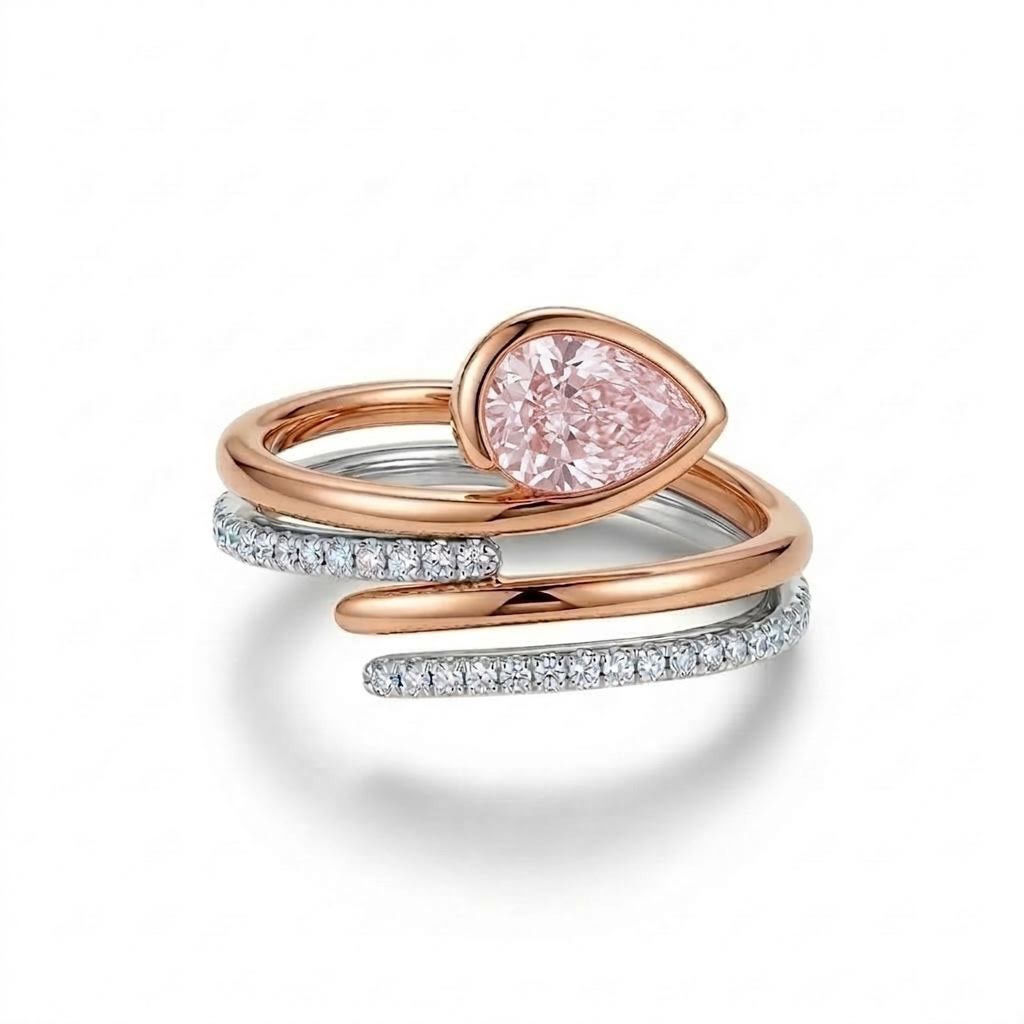Pink Aura Wrap Statement Ring