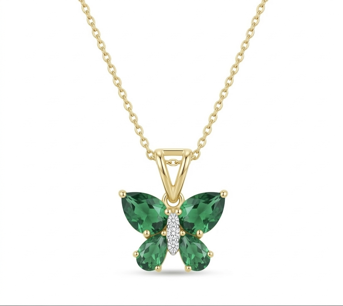 Emerald Butterfly Necklace