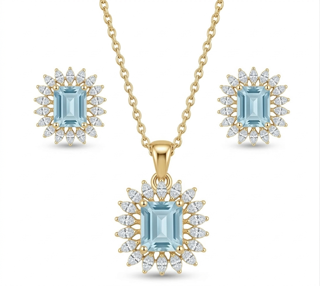Aqua Radiance Statement Pendant Set