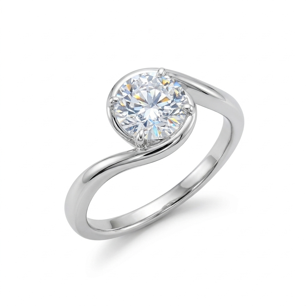 Swirling Embrace Solitaire Ring