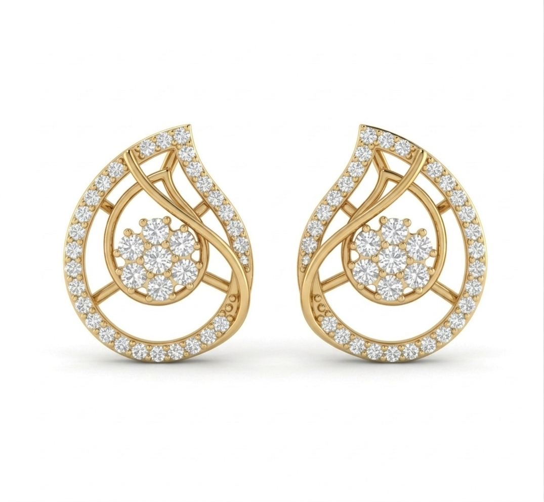 Golden Teardrop Whimsical Earrings