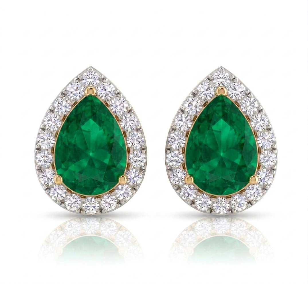 Enchanted Emerald Halo Studs