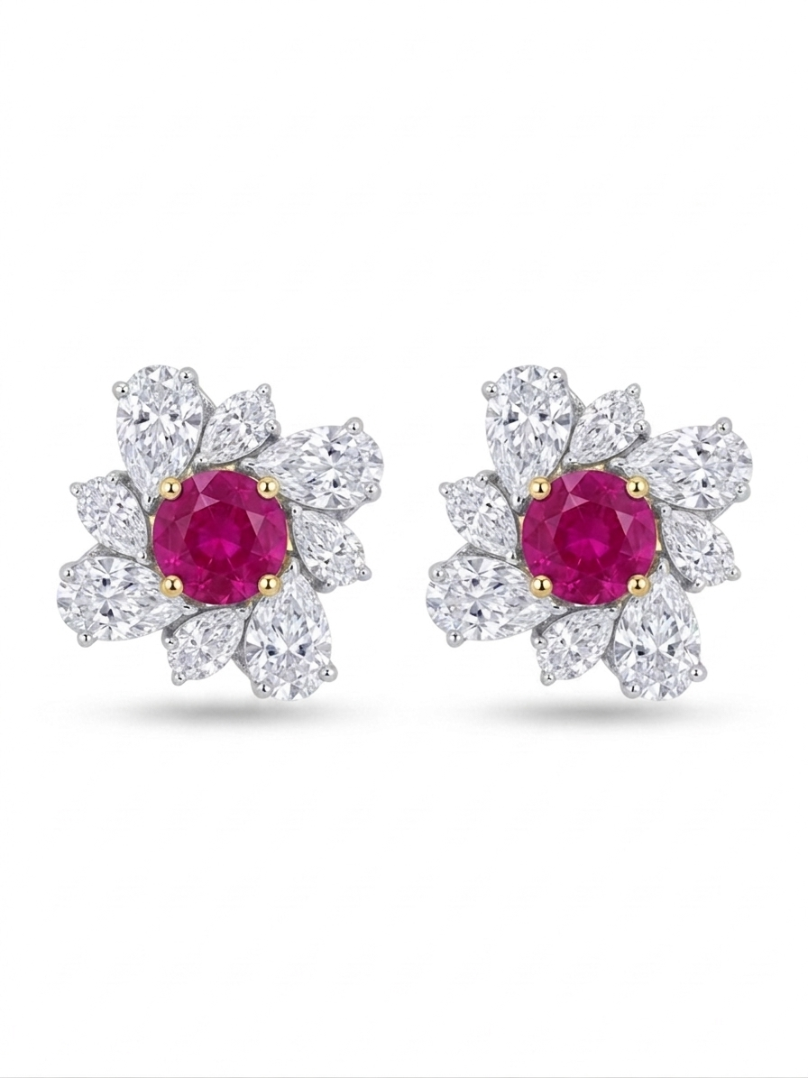 Crimson Starburst Blossom Studs