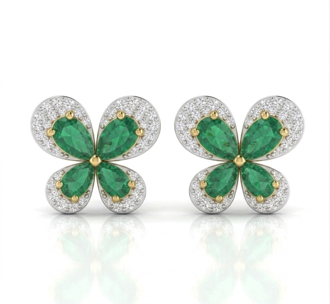 Enchanted Emerald Butterfly Studs