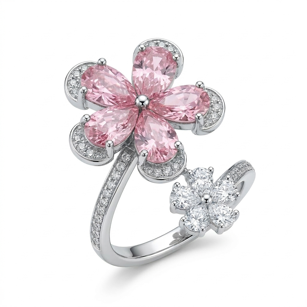 Pink Blossom Statement Ring