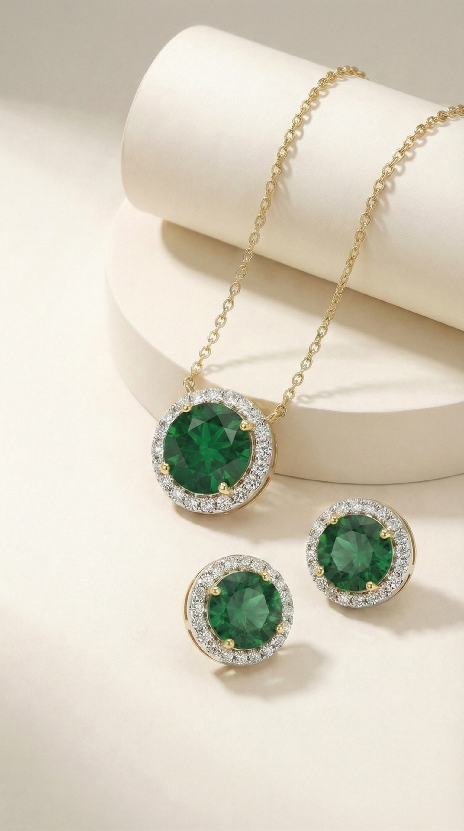 Starlit Emerald Statement Pendant Set